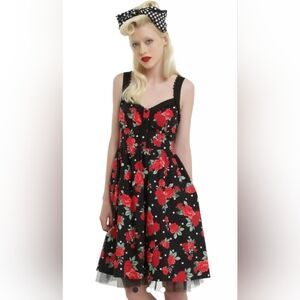 Hot Topic Black & White Polka Dot Floral black tulle Dress size small